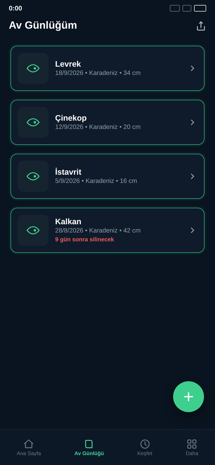 Av Günlüğü ekran görüntüsü